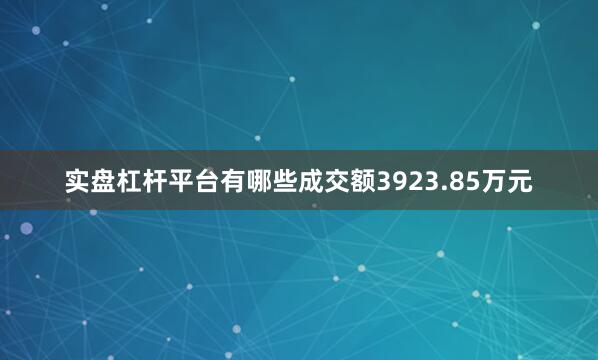 实盘杠杆平台有哪些成交额3923.85万元